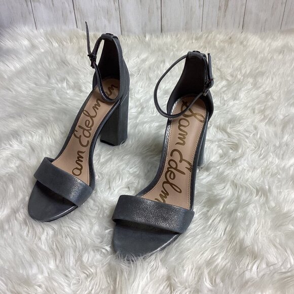 Sam Edelman Womens Yaro Gray and Silver Metallic Heels Size 10 - Picture 9 of 13